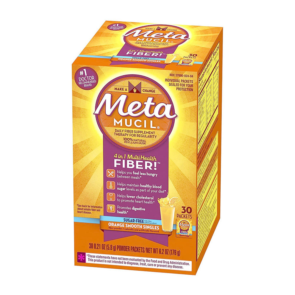 Metamucil Orange Multi Health Fiber, Orange Smooth, Sugar Free - 30 Packets